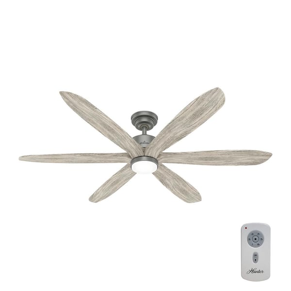 Hunter Rhinebeck 58 in. Integrated LED Indoor Matte Silver Ceiling Fan with Light Kit and Remote