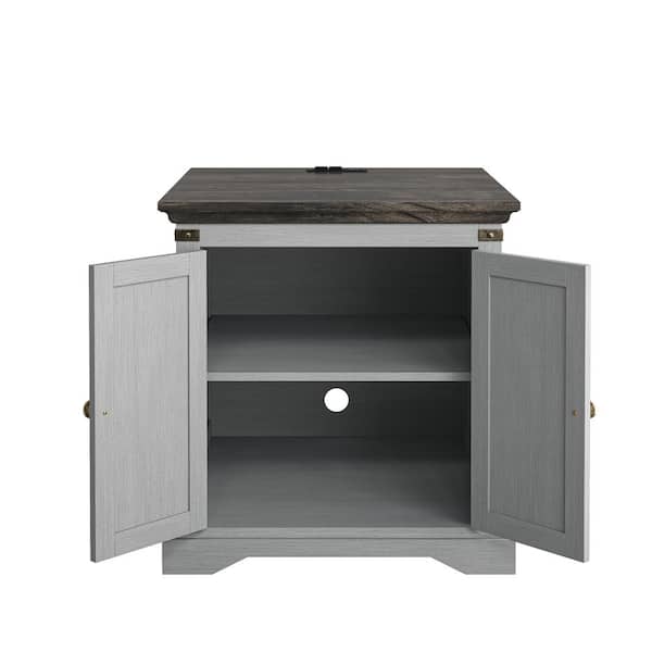 FESTIVO Farm House 24 in. Wild Gray Square Side Table Wood Top End