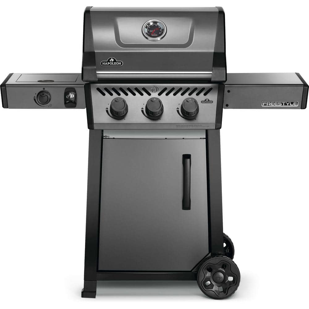 Freestyle 365 3-Burner Propane Gas Grill with Range Side Burner in Graphite Grey