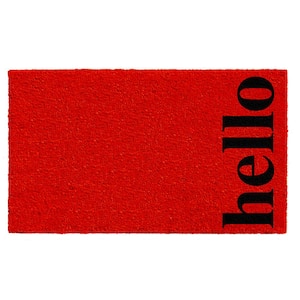 Vertical Hello Red/Black 17 in. x 29 in. Door Mat