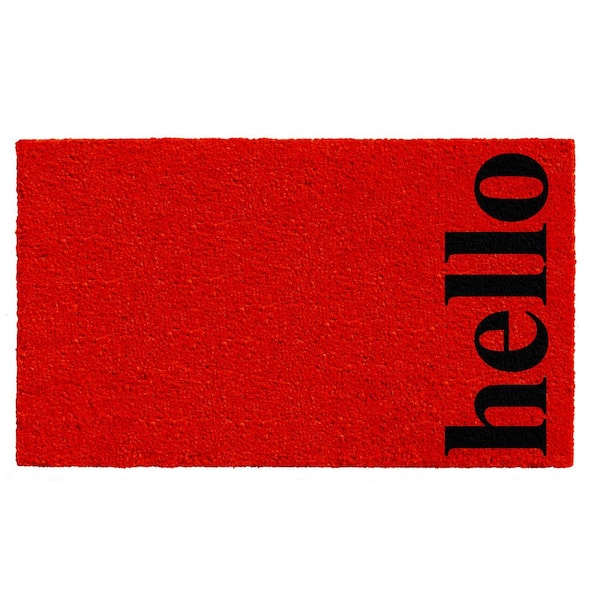 Calloway Mills Vertical Hello Red/Black 17 in. x 29 in. Door Mat
