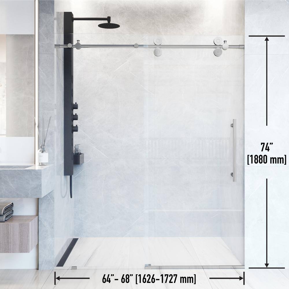 Elan 72" Frameless Sliding Shower Door with Clear Glass