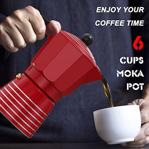 Stovetop Espresso Maker, Colorful Cuban Coffee Maker 4 Cups Moka Pot  Classic Italian Espresso Pot for Cappuccino(Red)