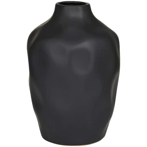 CosmoLiving by Cosmopolitan 14 in. Black Faceted Ceramic Decorative Vase