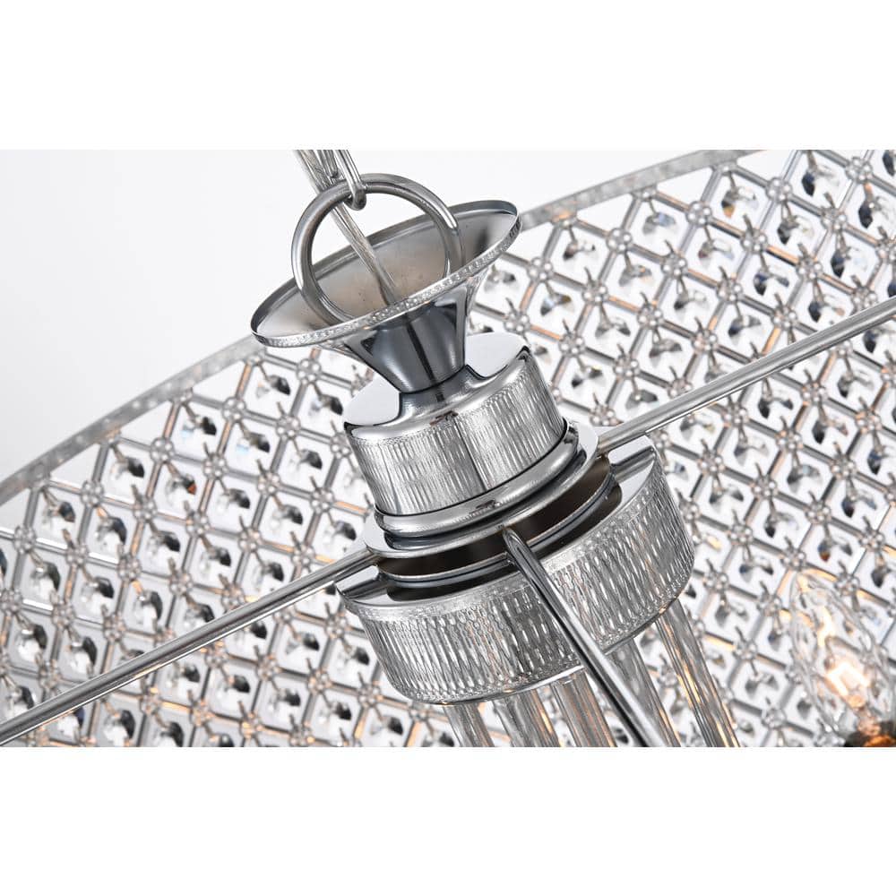 Chrome Mini Crystal Candle Drum Chandelier, 22"