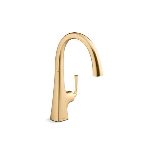 KOHLER Graze Single Handle Bar Sink Faucet with Swing Spout in Vibrant Brushed Moderne Brass