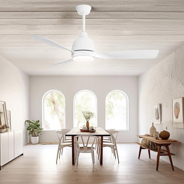 54 in.Indoor/Outdoor White Smart 6-Speed Ceiling Fan with light and Remote&APP Control