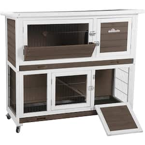 Aivituvin-AIR62 Large Guinea Pig Cage & Wooden Habitat, Gray