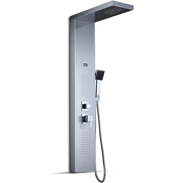 Unbranded Roxy 10.2 in. W 3 Jet Shower Tower in Brushed Stainless Steel 16GS-36267