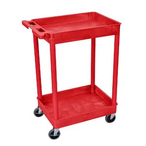18 in. x 24 in. 3-Tub Shelf Utility Cart, Red