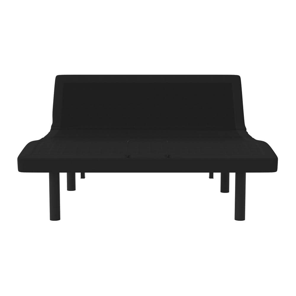 Black Adjustable Upholstered Queen Metal Bed Frame
