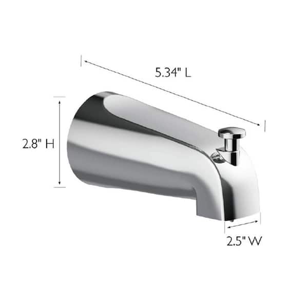 Slip-On Tub Diverter Spout in Polished Chrome