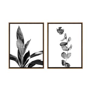 Botanical Leaves Framed Canvas Wall Art - 16 in. x 24 in. Each, by Kelly Merkur 2-Piece Set Natural Frames