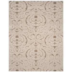 Florida Shag Cream/Beige 8 ft. x 10 ft. Damask Floral Area Rug