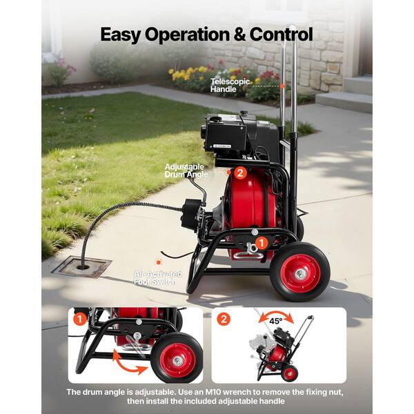SKYSHALO Drain Cleaner Machine 100 ft. x 3/8 in. Auto Feed Sewer