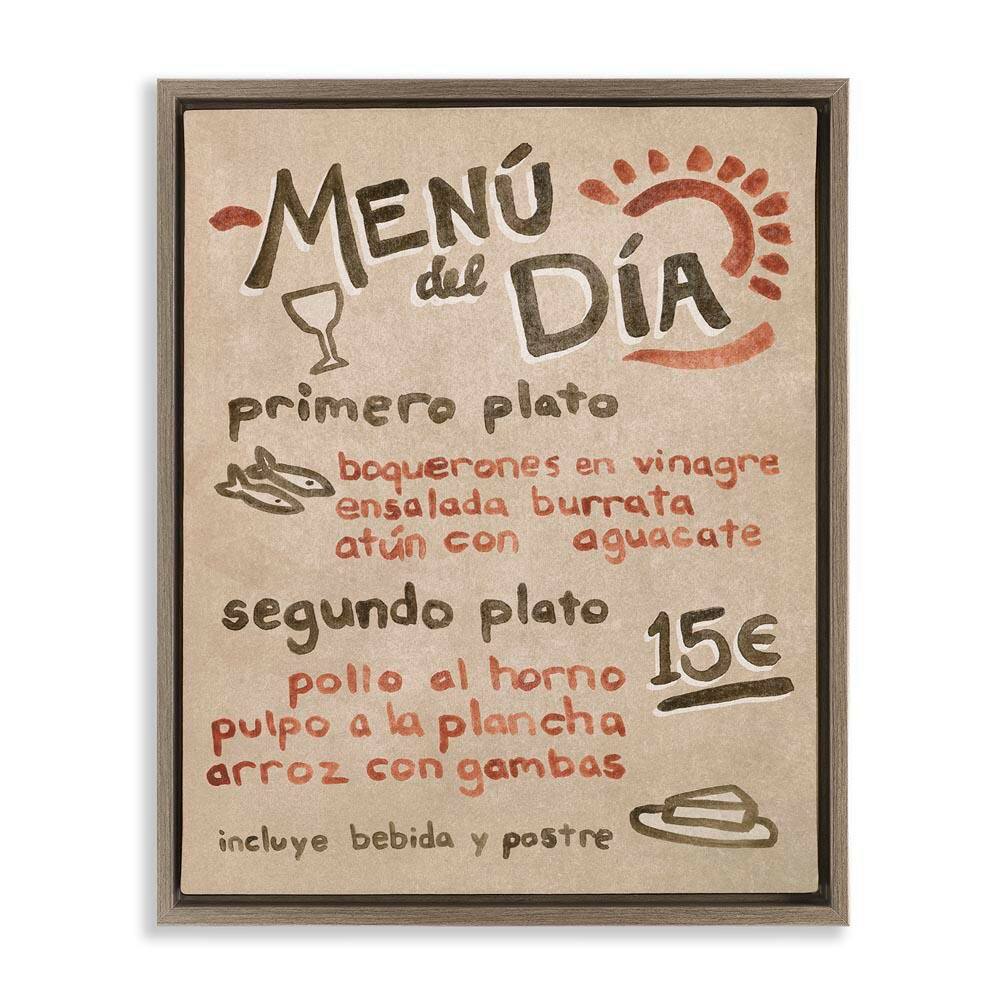 Spanish Restaurant Menu by June Erica Vess Brown Floater Frame Food Graphic Art Print 31 in. x 25 in. price history on PriceWatchPro