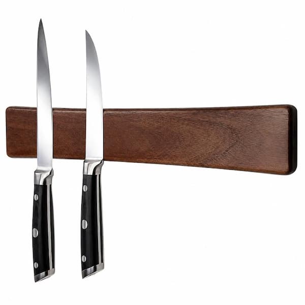 Acacia Wood 16 In Magnetic Knife Strip Wall Mount with Dual Row Strong Magnets for Kitchen Utensil Storage