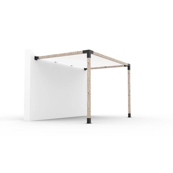 TOJA GRID 8 ft. L x 12 ft. W Wall Mount Pergola Kit with White Shade