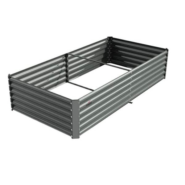 Zeus & Ruta 8x4x1.5 ft Metal Rectangular Galvanized Raised Garden Bed for Vegetables and Flowers Outdoor in Gray