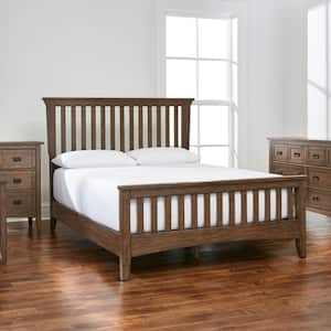 Abrams Walnut Brown Finish Queen Mission Style Wood Bed (69 in W. X 54 in H.)