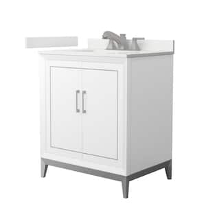 Marlena 30 in. W x 22 in. D x 35.25 in. H Single Bath Vanity in White with White Quartz Top
