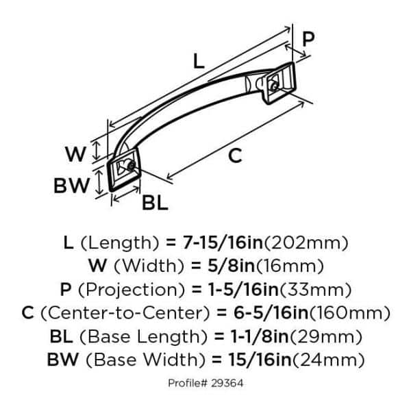 Polished Nickel 6-5/16 Inch Cabinet Drawer Pull