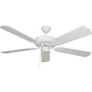 52 in. Indoor White Ceiling Fan with Reversible White/White Wash Pine Blades
