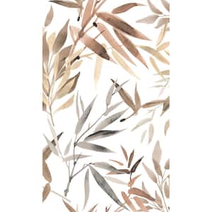 Terracotta Textured Bamboo Leaves Tropical Paste the Wall Double Roll Wallpaper 57  sq. ft.