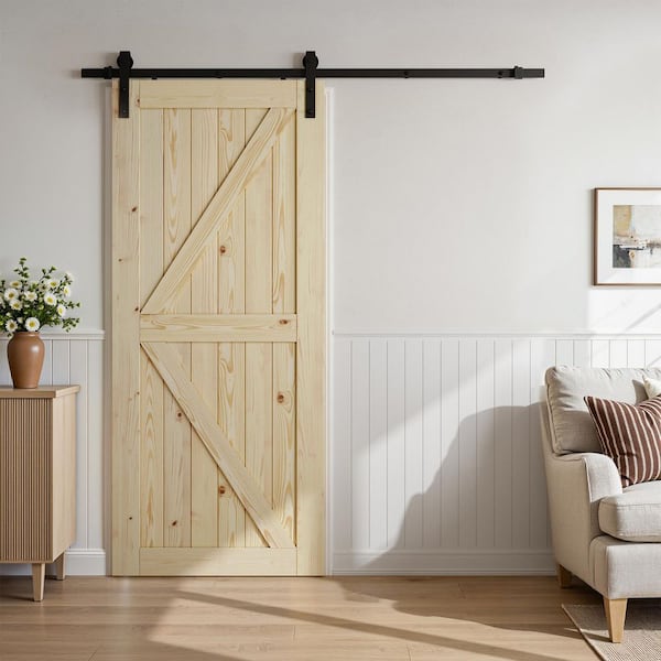 GOLDENPOLEY K Model 32 in. x 80 in. Unfinished Natural Solid Wood