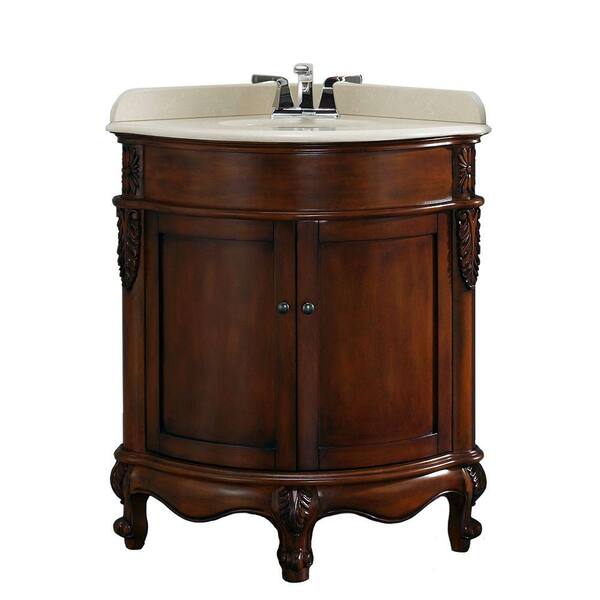 Unbranded 32.75 in. W x 25.70 in. D Vanity in Dark Cherry with Marble Vanity Top in Cream with White Basin