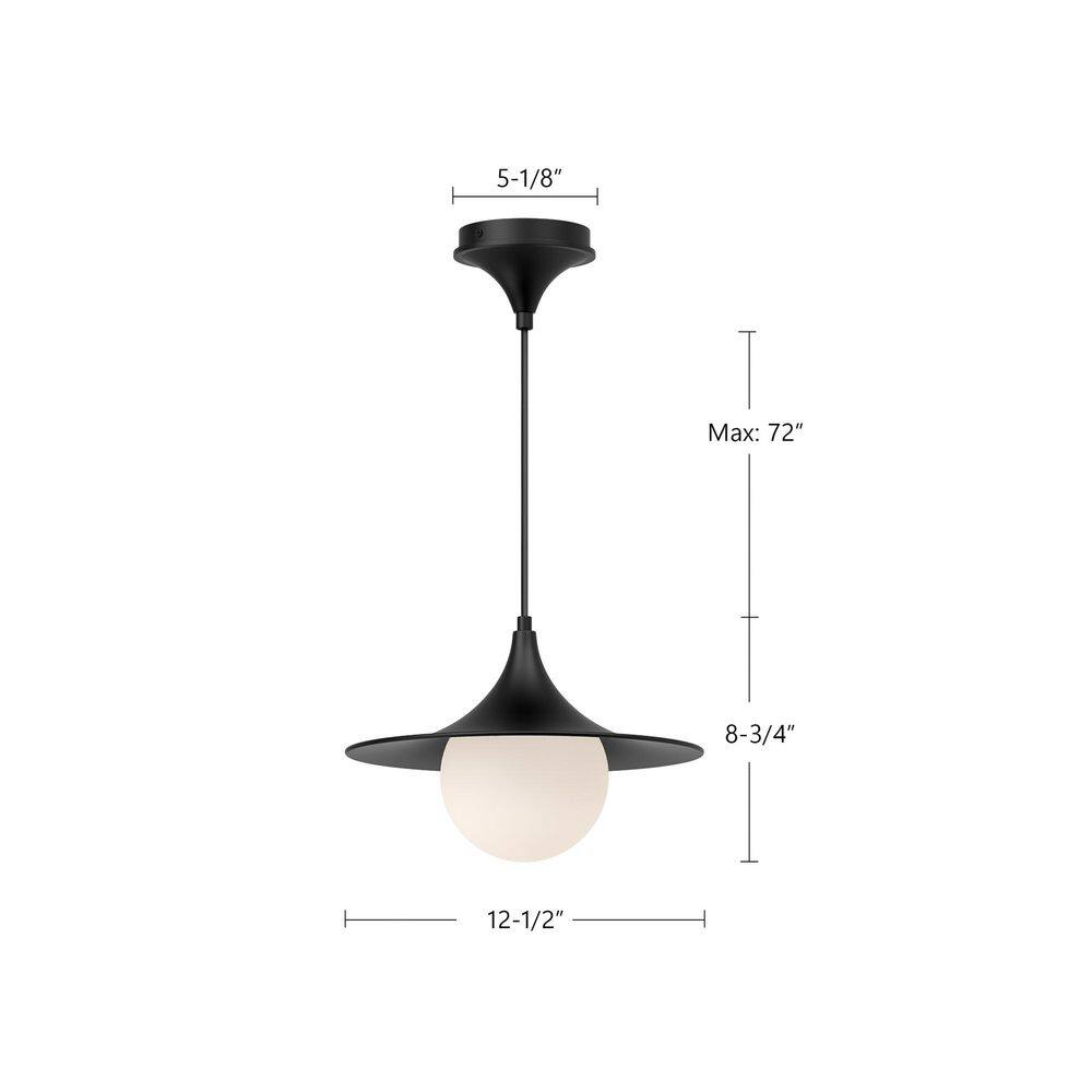 Fuji Inspired Matte Black & Brushed Gold Globe Pendant Light