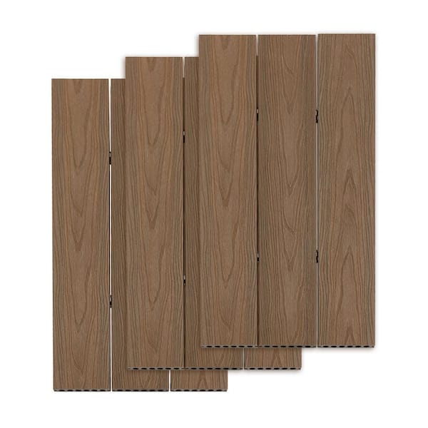 Outdoor Waterproof 1 in. x 5.4 in. x 8 ft. Brown Hollow Composite Decking Board (9-Pack)