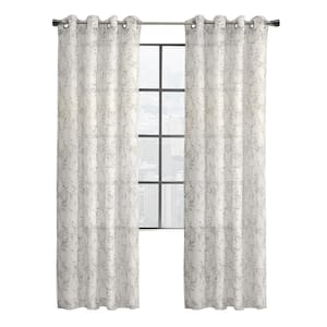 Jenny Grey Polyester Chiffon 52 in. W x 95 in. L Grommet Indoor Light Filtering Curtain (Single-Panel)