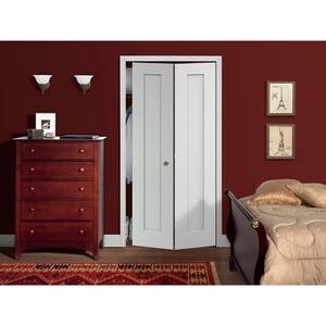 36 in. x 80 in. Madison White Painted Smooth Molded Composite MDF Closet Bi-Fold Door