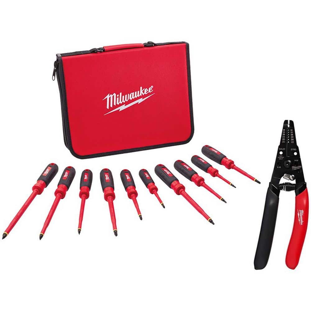 1000-Volt Insulated Screwdriver Set with Case with 20-32 AWG Low Voltage Dipped Grip Wire Stripper and Cutter (11-Piece) price history on PriceWatchPro