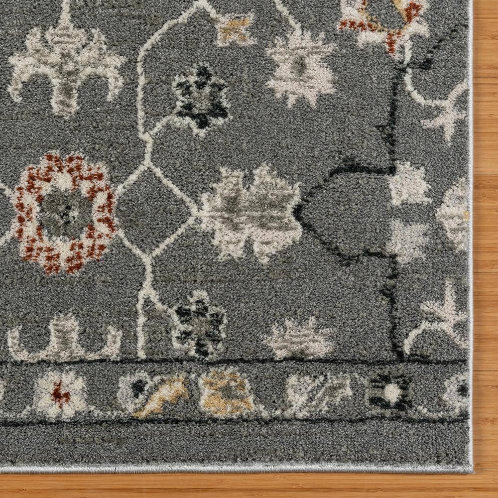 Dark Gray 8' x 10' Moroccan Floral Shag Area Rug