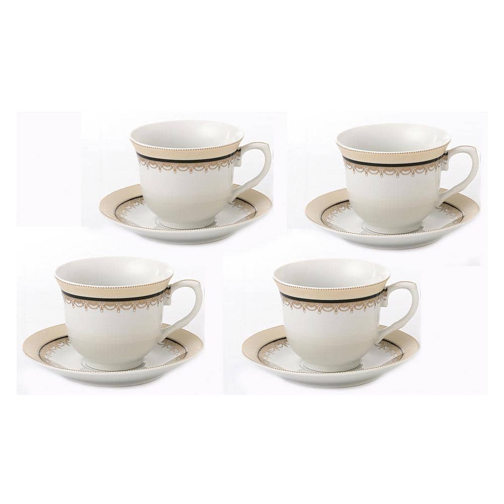 Lorren Home Trends 2 oz. Gold Espresso Set Porcelain (Set of 6) Isabella-6  - The Home Depot