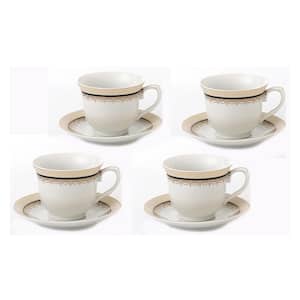 Lorren Home 8 oz. Gold and Black Tea and Coffee Porcelain (Set of 4)
