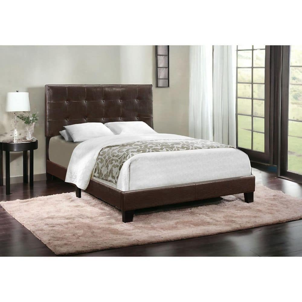 Brown Wood Frame Full Double Panel Bed