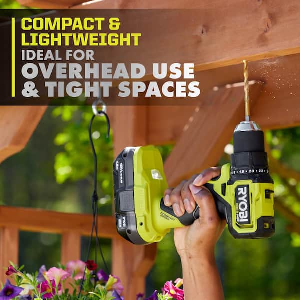 RYOBI - ONE+ HP 18V Brushless Cordless Compact 1/2in. Drill/Driver Kit with (2) 1.5 Ah Batteries and Charger