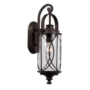 1-Light Oil Rubbed Bronze Outdoor Wall Light Fixture with Clear Glass