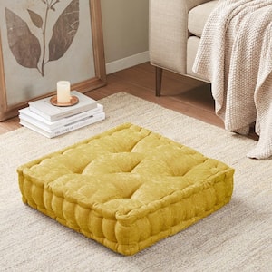 Charvi Yellow 20 in. W x 20 in. L Polyester Chenille Square Floor Throw Pillow