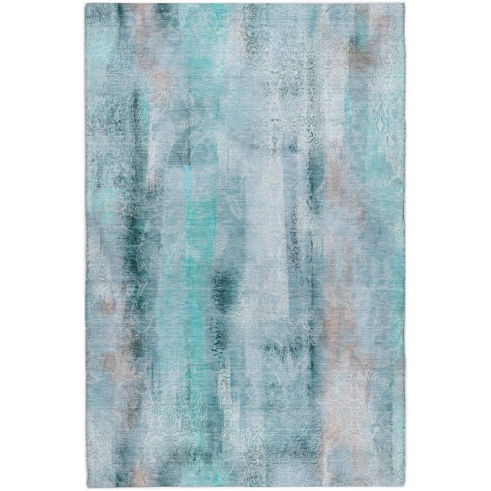Dream Shag Premium Machine Washable Abstract ADS537 Teal 3 ft. x 5 ft. Area Rug price history on PriceWatchPro