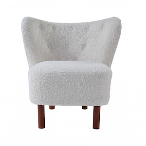 Amelia 34 in. White Fabric Wingback Chair