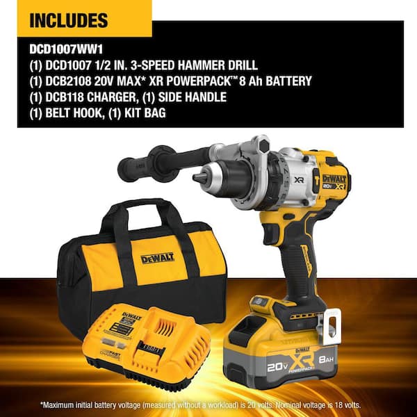 20V XR Lithium-Ion Cordless Hammer Drill Kit with 8.0 Ah Battery, Charger and Kit Bag