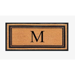 A1HC Markham Picture Frame Black/Beige 30 in. x 60 in. Coir and Rubber Flocked Large Outdoor Monogrammed M Door Mat