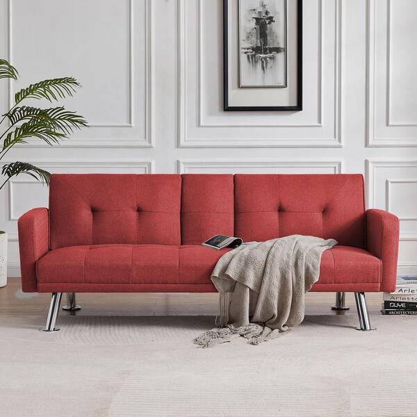 futon couch red