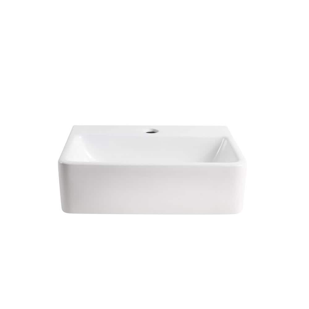 Elanti 12'' White Ceramic Rectangular Wall-Mount Bathroom Sink
