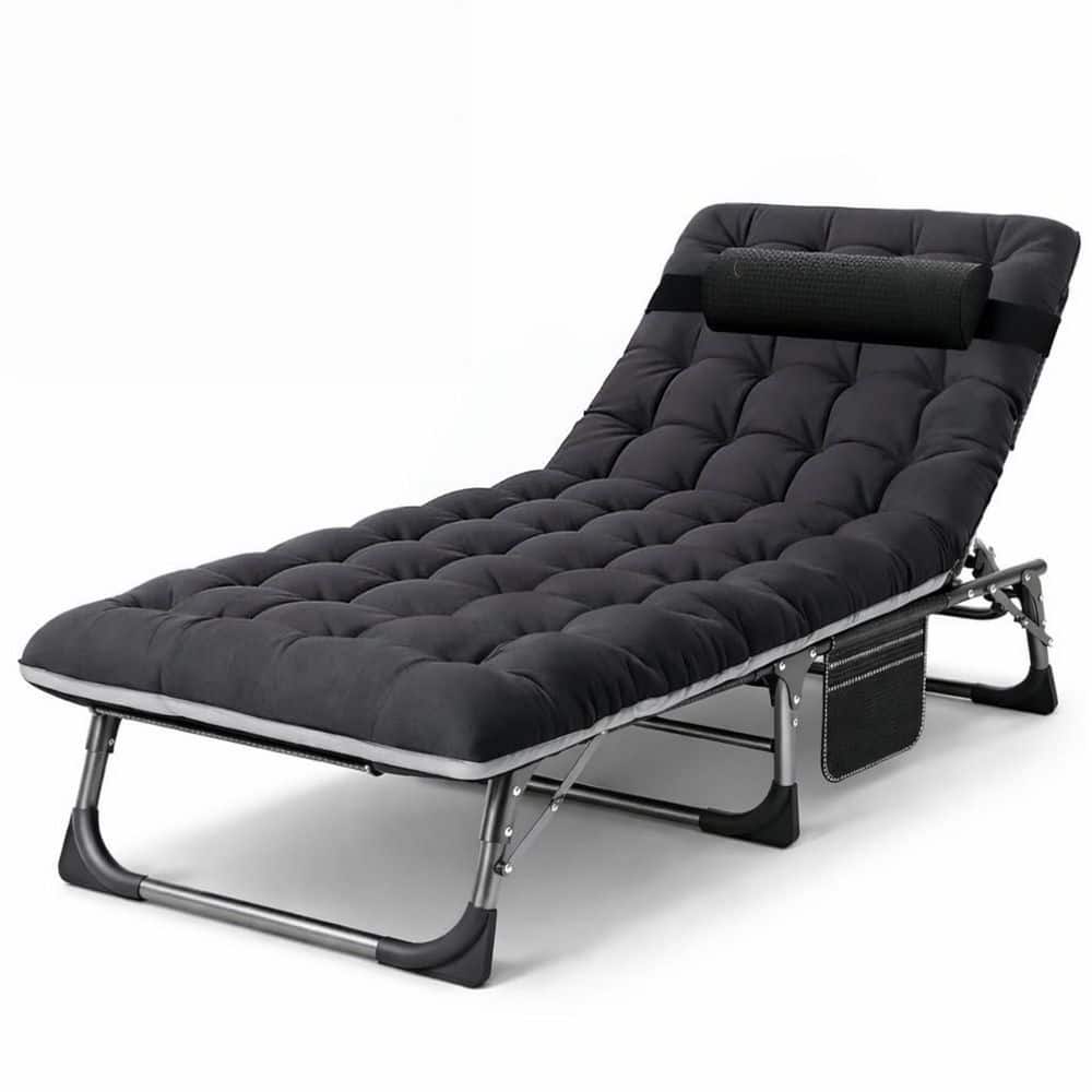 1-Piece Metal Outdoor Chaise Lounge with CushionGuard Black Solid Cushions price history on PriceWatchPro