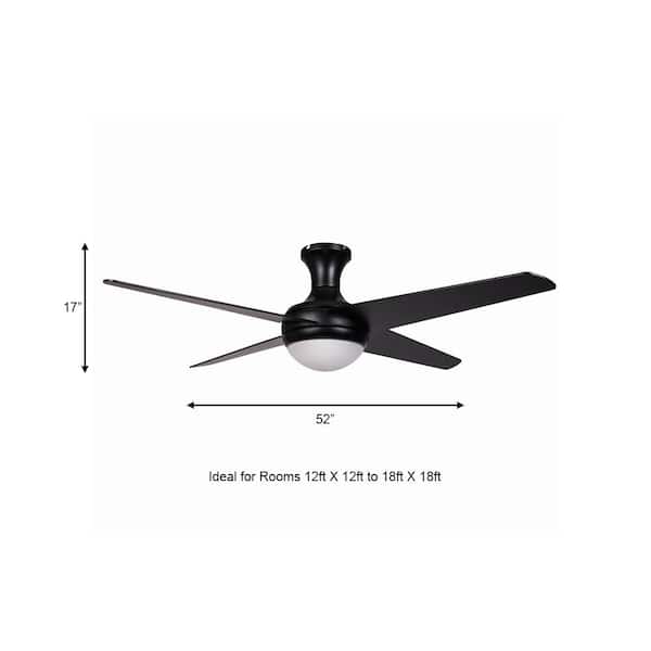4 Blade Matte Black Ceiling Fan, Vertical Ceiling Fan